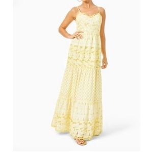 NWT Lilly Pulitzer Kyla maxi dress Saint Tropez yellow Gardengate eyelet size 8